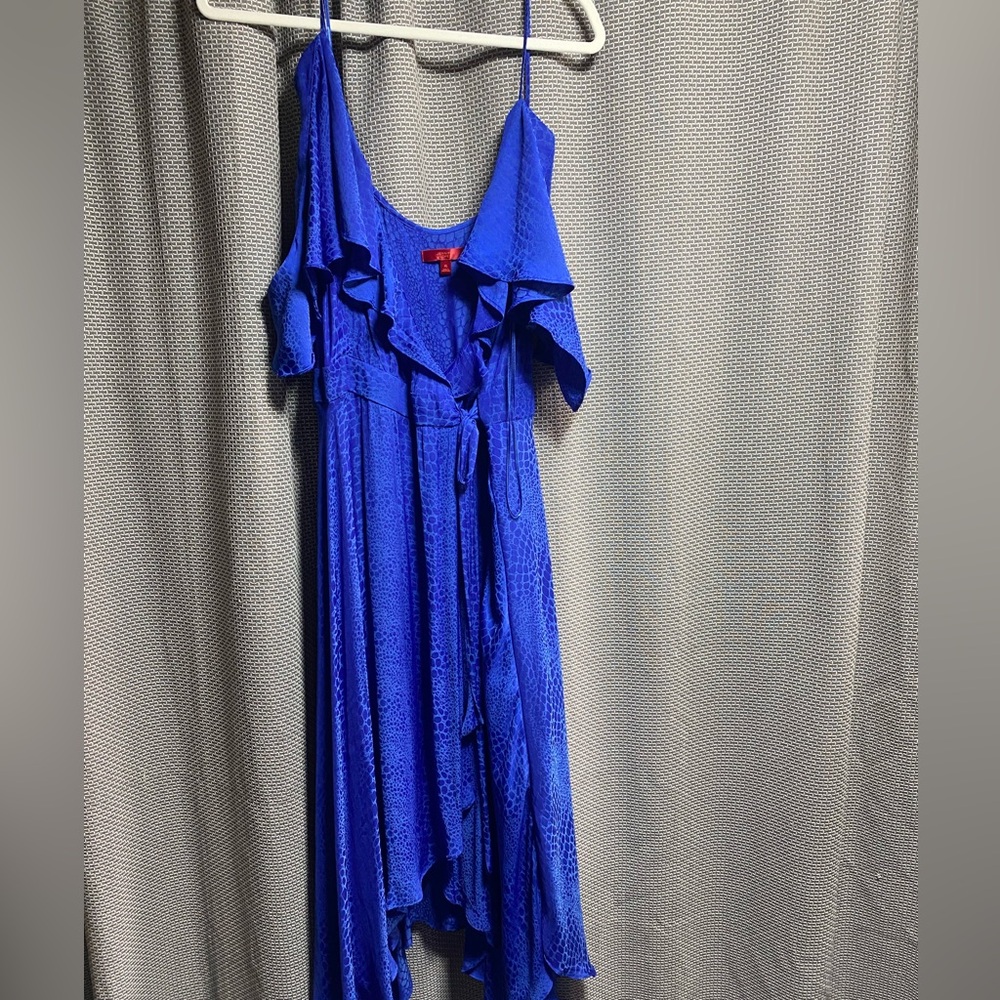 Jlo 2000s swing faux wrap dress with flutter sleeve